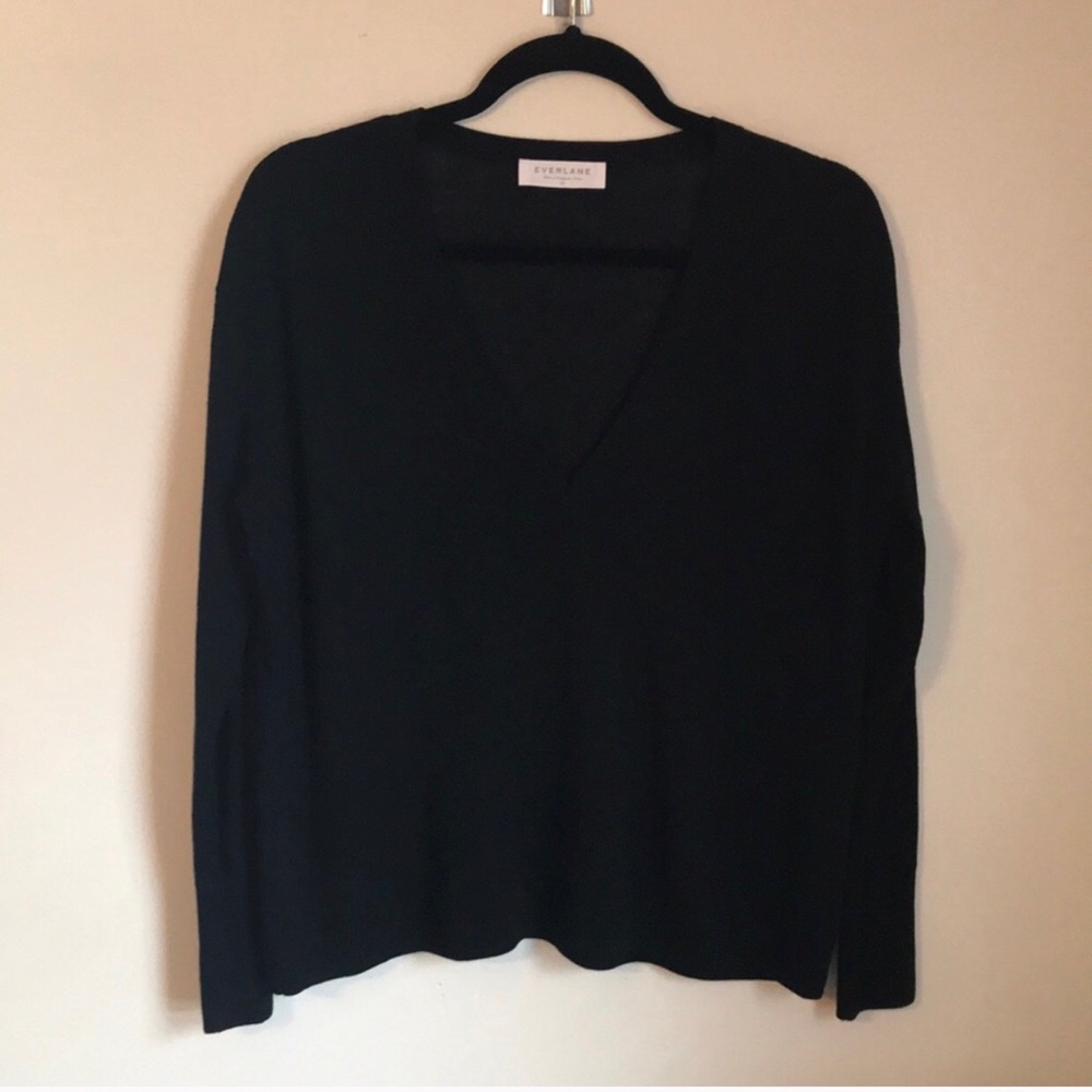 Everlane The Luxe Wool Square Black V Neck Crop XS